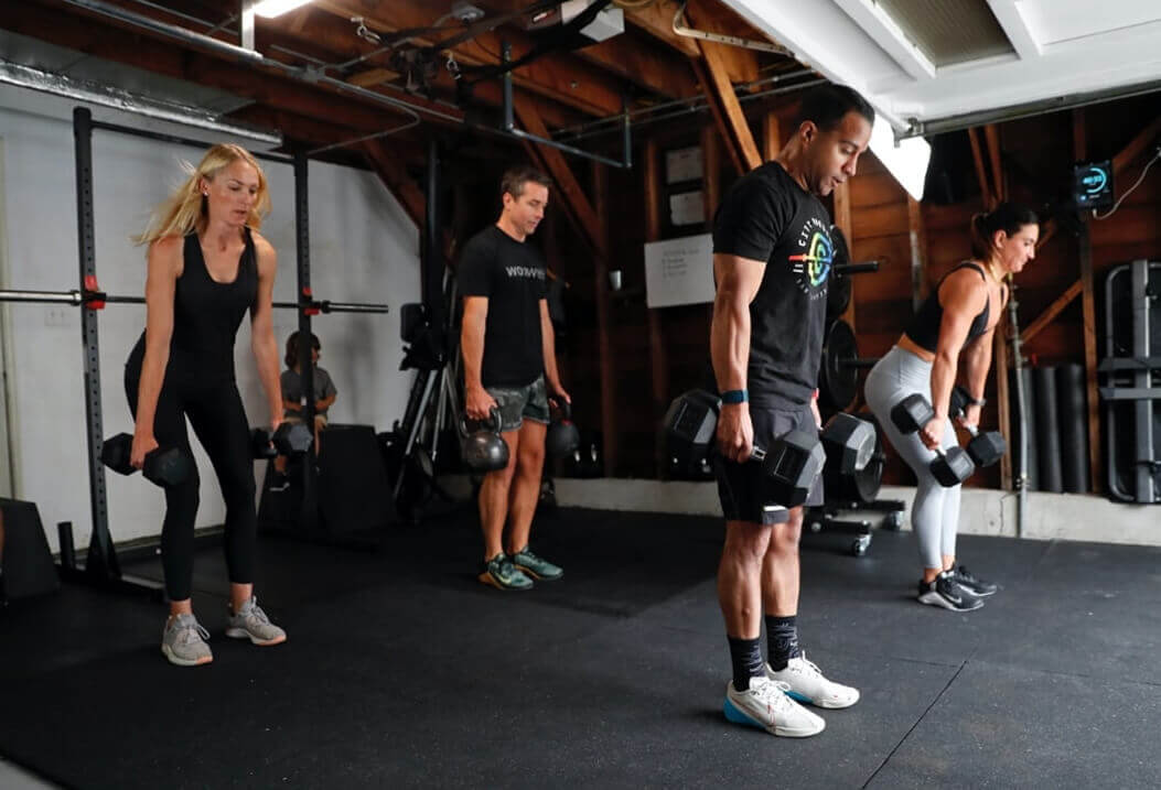 Athletes working out