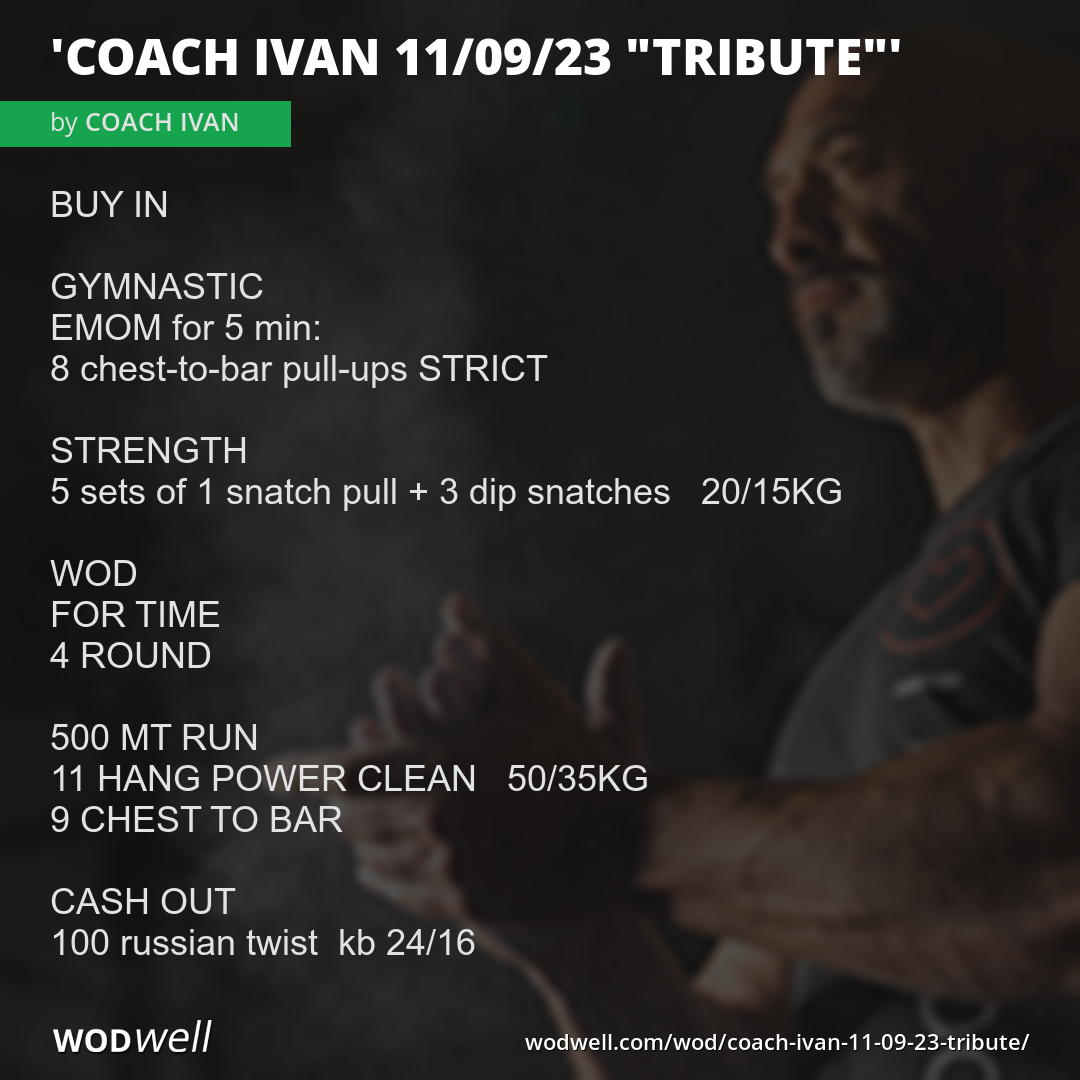 "COACH IVAN 11/09/23 "TRIBUTE"" Workout, Coach Creation WOD | WODwell