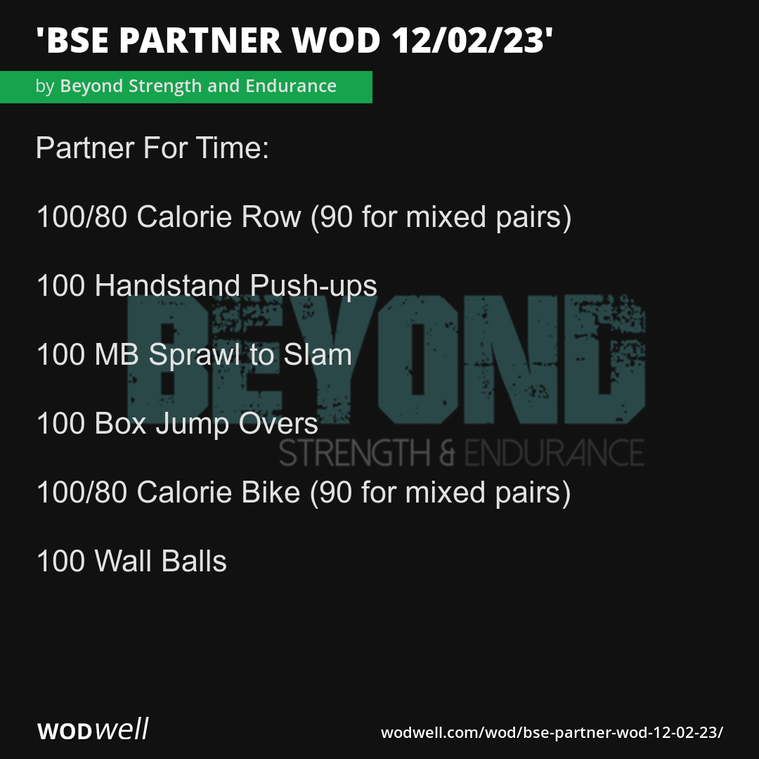 "BSE PARTNER WOD 12/02/23" Workout, Coach Creation WOD | WODwell