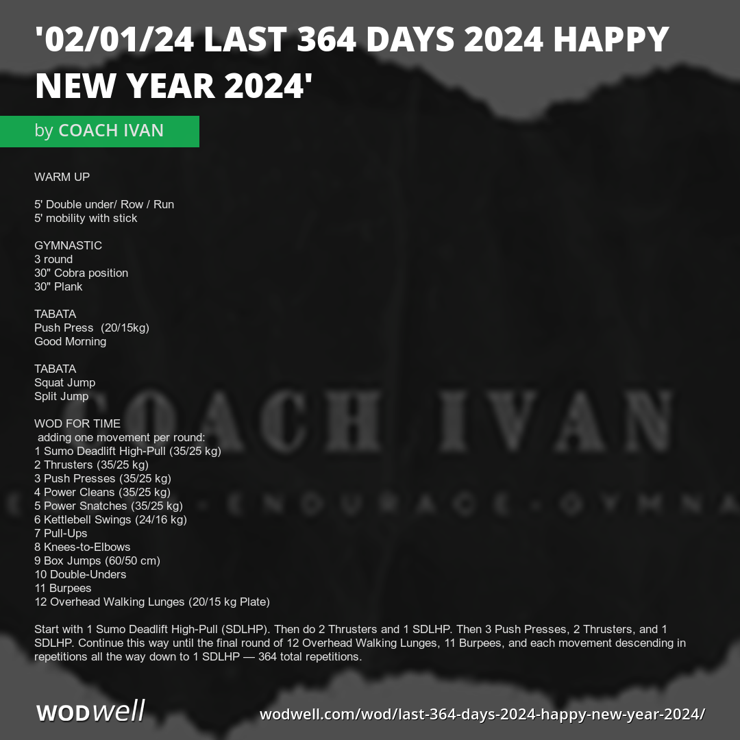 02 01 24 LAST 364 DAYS 2024 HAPPY NEW YEAR 2024 Workout Coach 02-01-24-last-364-days-2024-happy-new-year-2024-workout-coach
