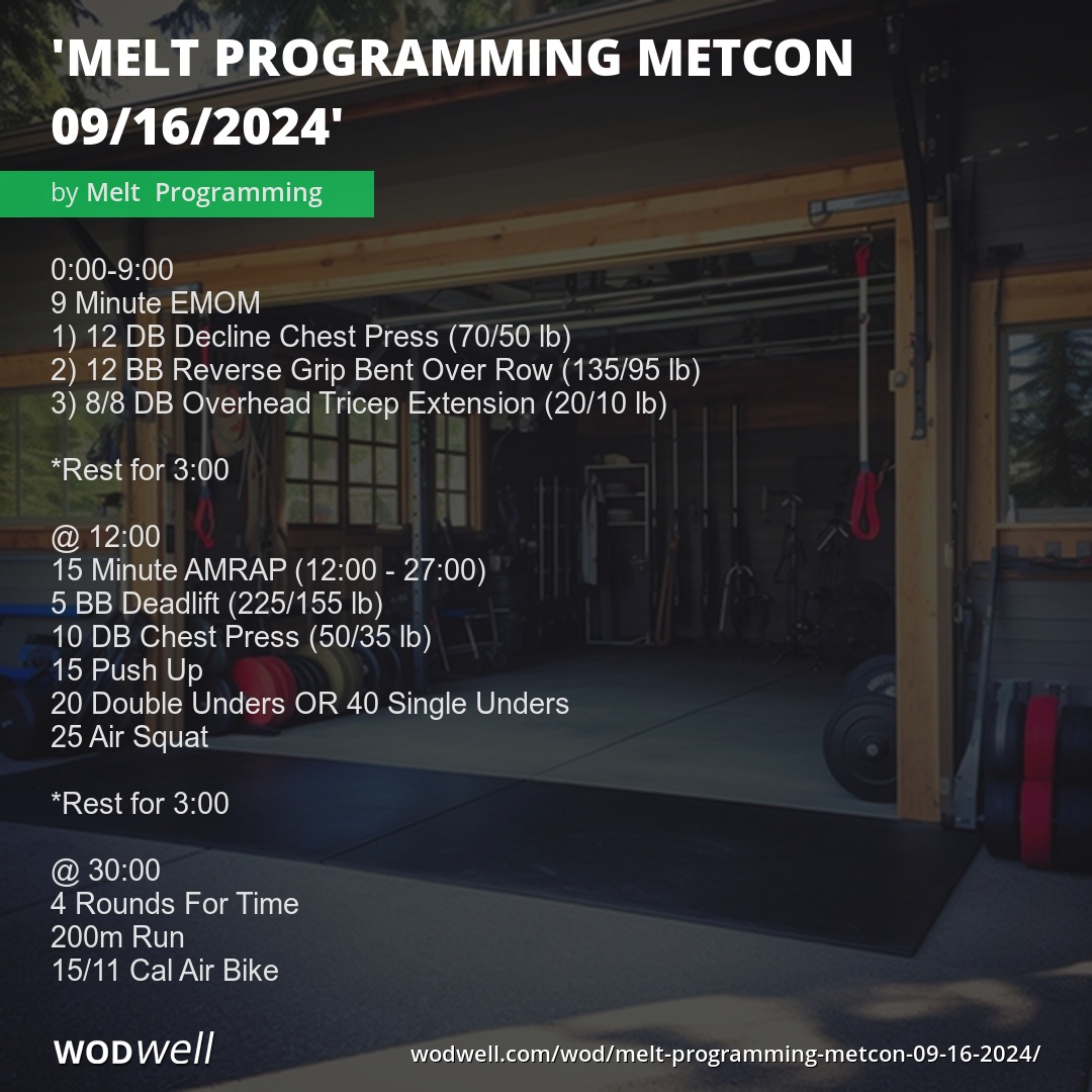 quot Melt Programming MetCon 09/16/2024 quot Workout Coach Creation WOD WODwell