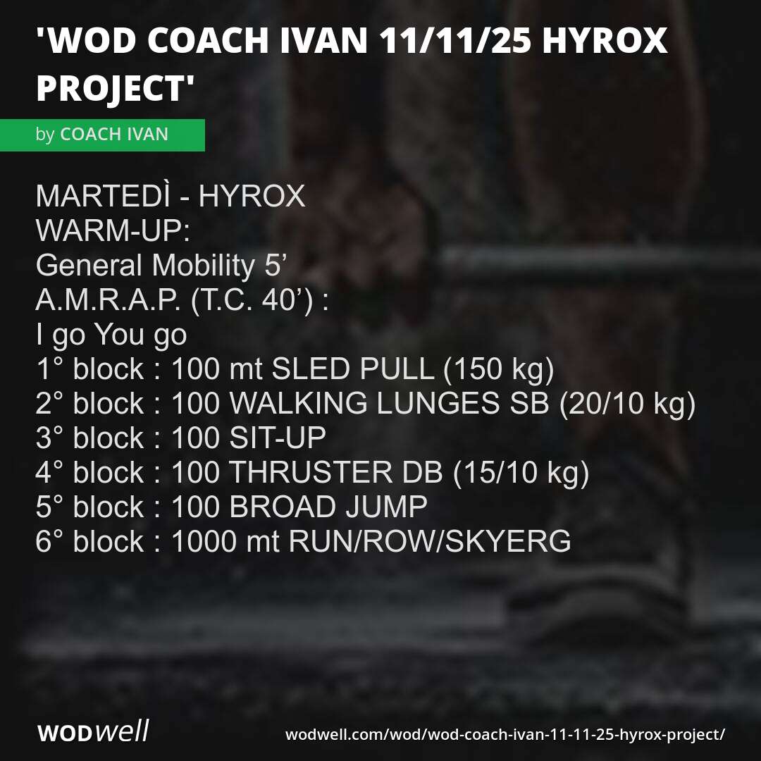 "WOD COACH IVAN 11/11/25 HYROX PROJECT" Workout, Coach Creation WOD ...