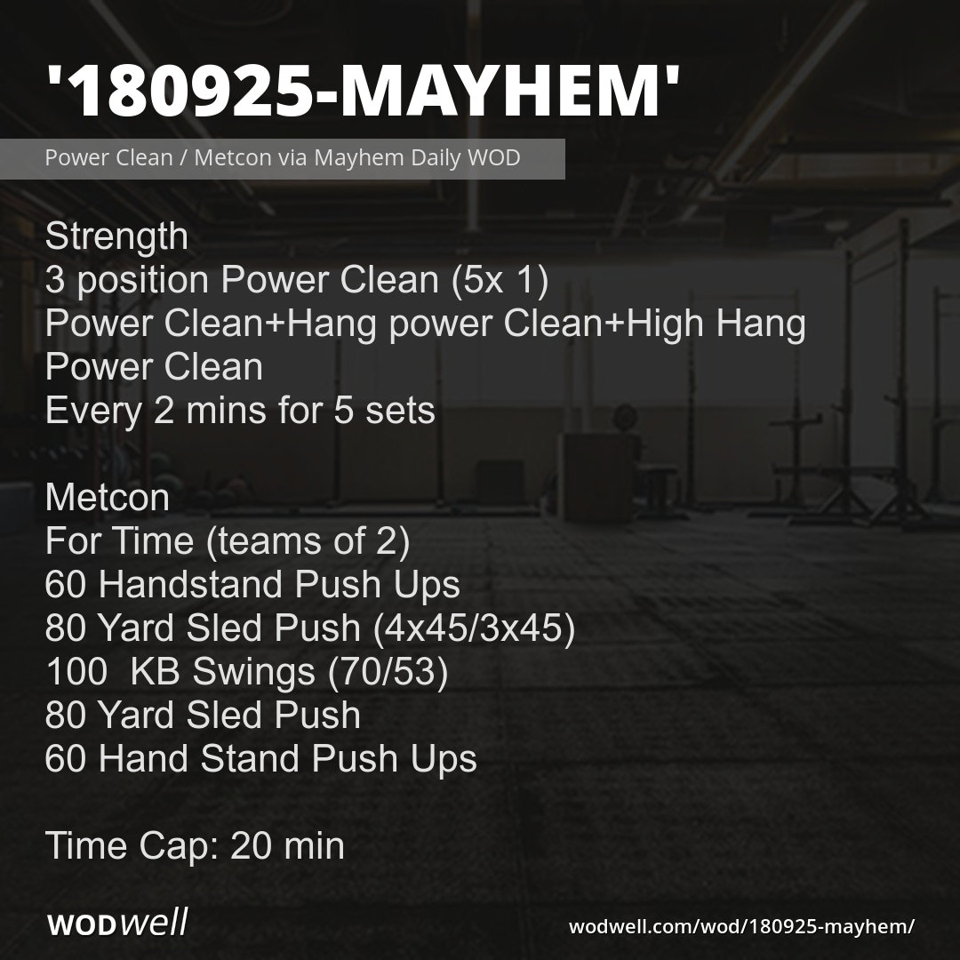 Crossfit Workout Daily Metcon 180925-Mayhem” WOD
