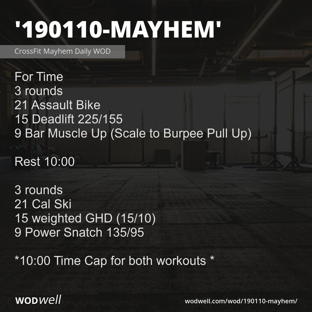 "190110Mayhem" Workout, CrossFit Mayhem Daily WOD WODwell