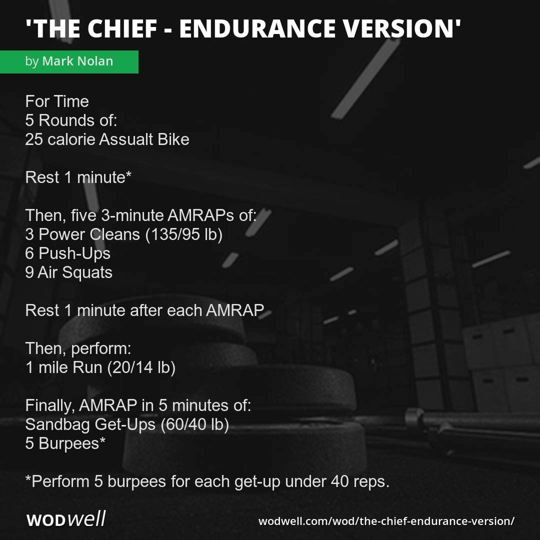 håndbevægelse Koncession wafer The Chief - Endurance Version" Workout, Coach Creation WOD | WODwell