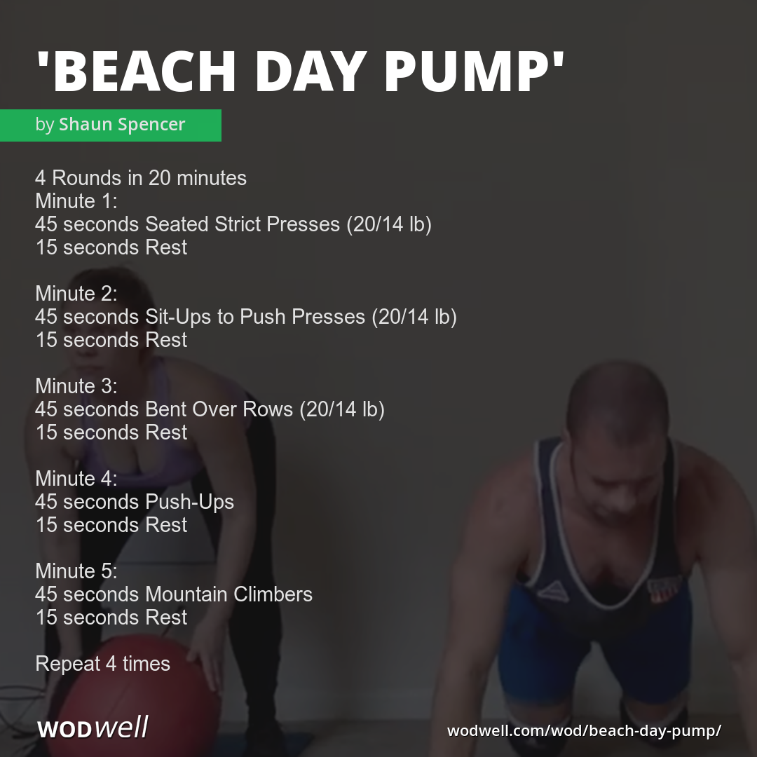 "Beach Day Pump" Workout, CrossFit WOD WODwell "Beach Day Pump" Workout, CrossFit WOD WODwell