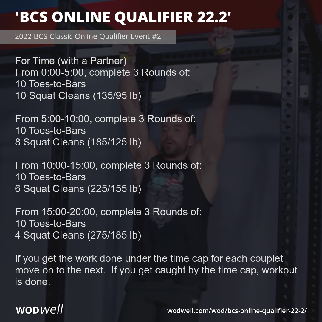 "BCS Online Qualifier 22.2" Workout, 2022 BCS Classic Online Qualifier