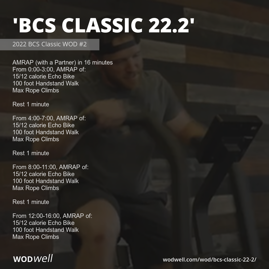 "BCS Classic 22.2" Workout, 2022 BCS Classic WOD 2 WODwell