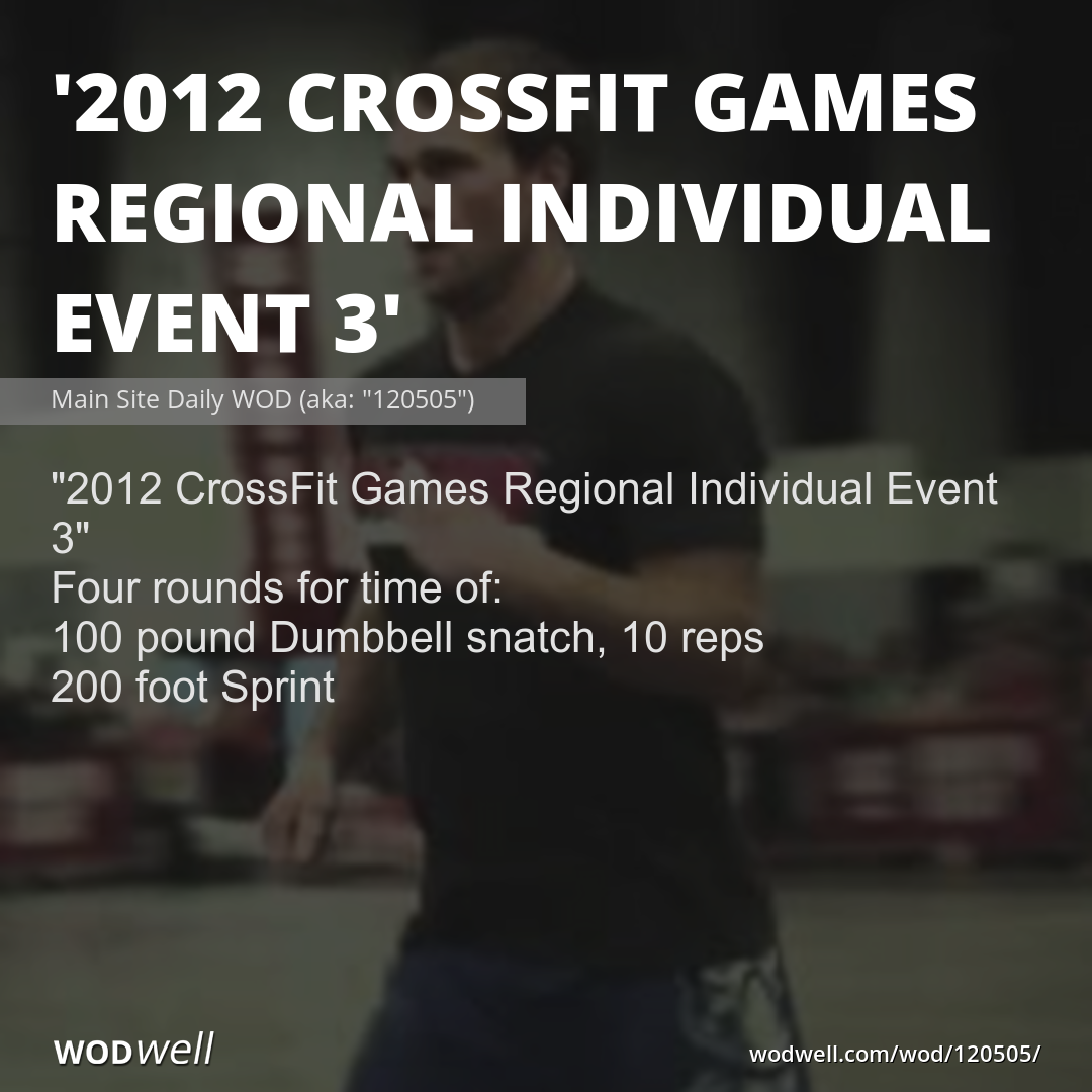 "2012 CrossFit Games Regional Individual Event 3" Workout, Main Site